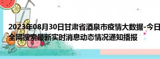 2023年08月30日甘肃省酒泉市疫情大数据-今日/今天疫情全网搜索最新实时消息动态情况通知播报