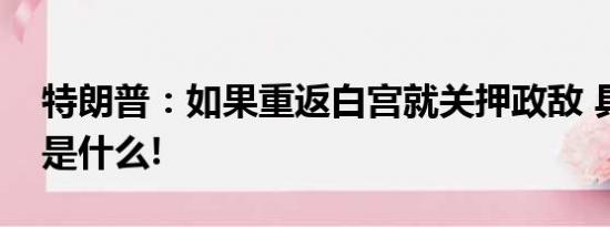 特朗普：如果重返白宫就关押政敌 具体情况是什么!