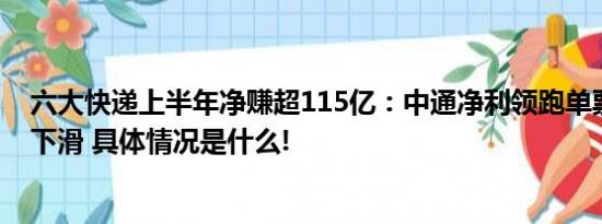 六大快递上半年净赚超115亿：中通净利领跑单票价格同比下滑 具体情况是什么!