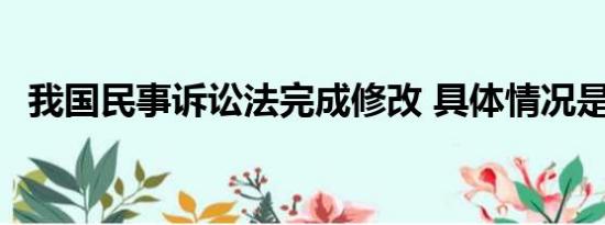 我国民事诉讼法完成修改 具体情况是什么!