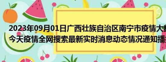 2023年09月01日广西壮族自治区南宁市疫情大数据-今日/今天疫情全网搜索最新实时消息动态情况通知播报