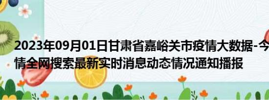 2023年09月01日甘肃省嘉峪关市疫情大数据-今日/今天疫情全网搜索最新实时消息动态情况通知播报