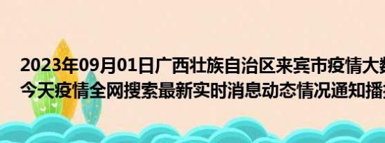 2023年09月01日广西壮族自治区来宾市疫情大数据-今日/今天疫情全网搜索最新实时消息动态情况通知播报