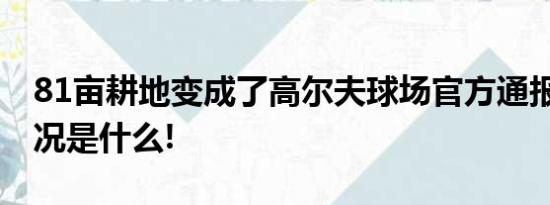 81亩耕地变成了高尔夫球场官方通报 具体情况是什么!