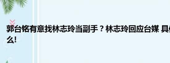 郭台铭有意找林志玲当副手？林志玲回应台媒 具体情况是什么!