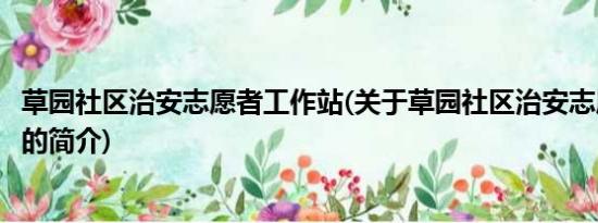 草园社区治安志愿者工作站(关于草园社区治安志愿者工作站的简介)