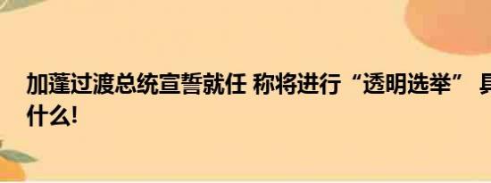 加蓬过渡总统宣誓就任 称将进行“透明选举” 具体情况是什么!