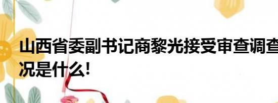 山西省委副书记商黎光接受审查调查 具体情况是什么!