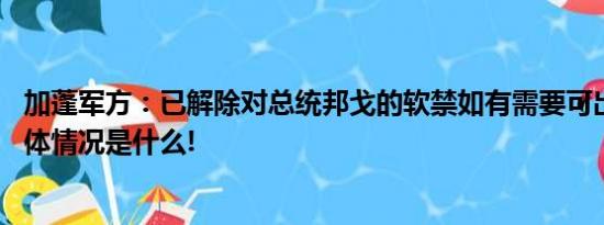 加蓬军方：已解除对总统邦戈的软禁如有需要可出国就医 具体情况是什么!