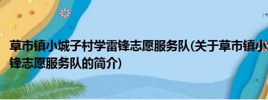 草市镇小城子村学雷锋志愿服务队(关于草市镇小城子村学雷锋志愿服务队的简介)