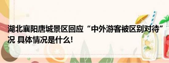 湖北襄阳唐城景区回应“中外游客被区别对待”：将通报情况 具体情况是什么!