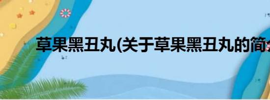 草果黑丑丸(关于草果黑丑丸的简介)