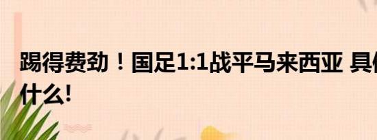 踢得费劲！国足1:1战平马来西亚 具体情况是什么!