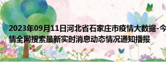 2023年09月11日河北省石家庄市疫情大数据-今日/今天疫情全网搜索最新实时消息动态情况通知播报