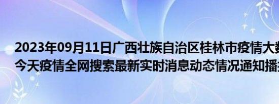 2023年09月11日广西壮族自治区桂林市疫情大数据-今日/今天疫情全网搜索最新实时消息动态情况通知播报