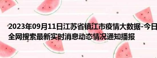 2023年09月11日江苏省镇江市疫情大数据-今日/今天疫情全网搜索最新实时消息动态情况通知播报