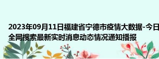 2023年09月11日福建省宁德市疫情大数据-今日/今天疫情全网搜索最新实时消息动态情况通知播报