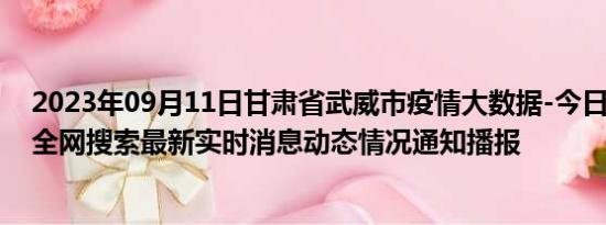 2023年09月11日甘肃省武威市疫情大数据-今日/今天疫情全网搜索最新实时消息动态情况通知播报