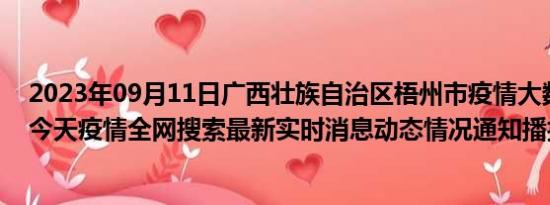 2023年09月11日广西壮族自治区梧州市疫情大数据-今日/今天疫情全网搜索最新实时消息动态情况通知播报