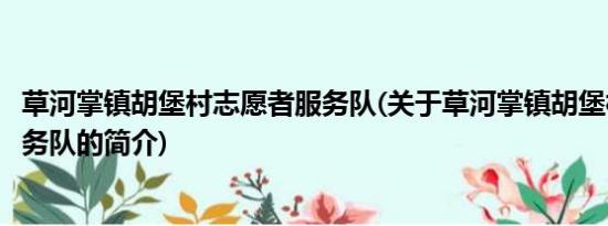 草河掌镇胡堡村志愿者服务队(关于草河掌镇胡堡村志愿者服务队的简介)