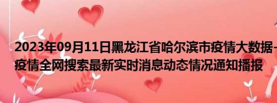 2023年09月11日黑龙江省哈尔滨市疫情大数据-今日/今天疫情全网搜索最新实时消息动态情况通知播报