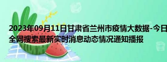 2023年09月11日甘肃省兰州市疫情大数据-今日/今天疫情全网搜索最新实时消息动态情况通知播报