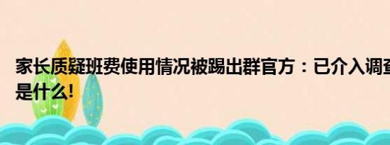 家长质疑班费使用情况被踢出群官方：已介入调查 具体情况是什么!