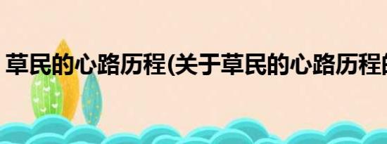 草民的心路历程(关于草民的心路历程的简介)