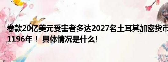 卷款20亿美元受害者多达2027名土耳其加密货币富豪被判11196年！ 具体情况是什么!