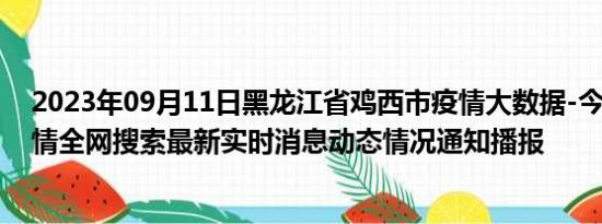 2023年09月11日黑龙江省鸡西市疫情大数据-今日/今天疫情全网搜索最新实时消息动态情况通知播报