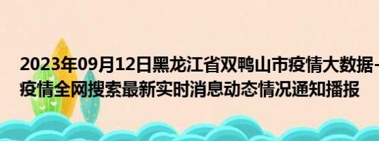 2023年09月12日黑龙江省双鸭山市疫情大数据-今日/今天疫情全网搜索最新实时消息动态情况通知播报