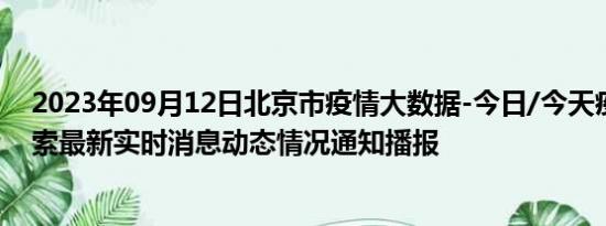 2023年09月12日北京市疫情大数据-今日/今天疫情全网搜索最新实时消息动态情况通知播报