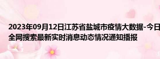 2023年09月12日江苏省盐城市疫情大数据-今日/今天疫情全网搜索最新实时消息动态情况通知播报