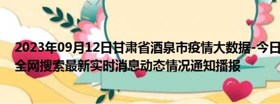 2023年09月12日甘肃省酒泉市疫情大数据-今日/今天疫情全网搜索最新实时消息动态情况通知播报