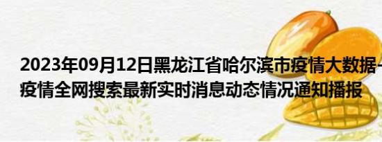 2023年09月12日黑龙江省哈尔滨市疫情大数据-今日/今天疫情全网搜索最新实时消息动态情况通知播报