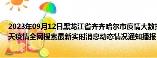 2023年09月12日黑龙江省齐齐哈尔市疫情大数据-今日/今天疫情全网搜索最新实时消息动态情况通知播报