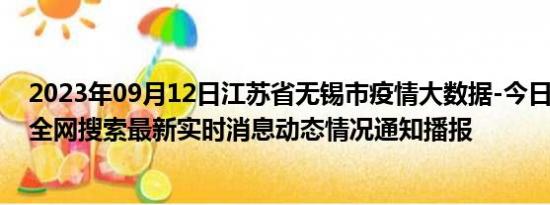 2023年09月12日江苏省无锡市疫情大数据-今日/今天疫情全网搜索最新实时消息动态情况通知播报