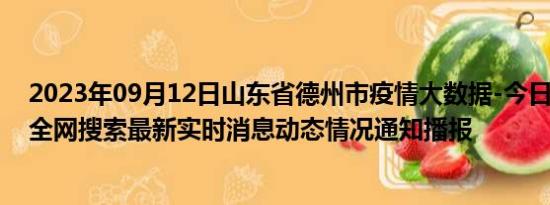 2023年09月12日山东省德州市疫情大数据-今日/今天疫情全网搜索最新实时消息动态情况通知播报