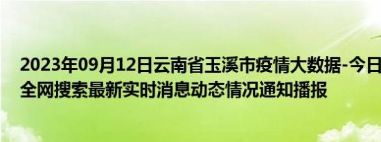 2023年09月12日云南省玉溪市疫情大数据-今日/今天疫情全网搜索最新实时消息动态情况通知播报