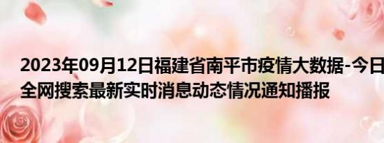 2023年09月12日福建省南平市疫情大数据-今日/今天疫情全网搜索最新实时消息动态情况通知播报