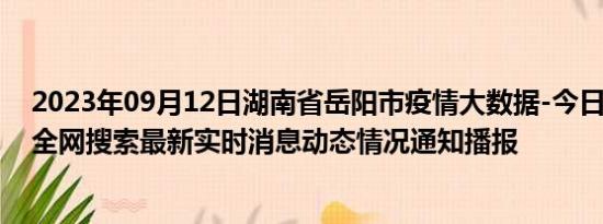 2023年09月12日湖南省岳阳市疫情大数据-今日/今天疫情全网搜索最新实时消息动态情况通知播报