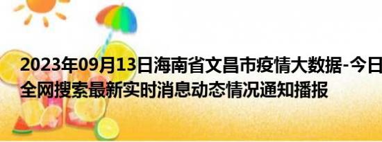 2023年09月13日海南省文昌市疫情大数据-今日/今天疫情全网搜索最新实时消息动态情况通知播报