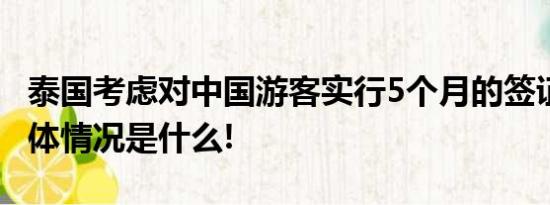 泰国考虑对中国游客实行5个月的签证豁免 具体情况是什么!