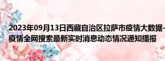 2023年09月13日西藏自治区拉萨市疫情大数据-今日/今天疫情全网搜索最新实时消息动态情况通知播报