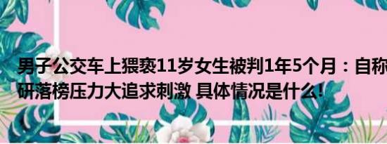 男子公交车上猥亵11岁女生被判1年5个月：自称连续3年考研落榜压力大追求刺激 具体情况是什么!