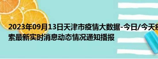 2023年09月13日天津市疫情大数据-今日/今天疫情全网搜索最新实时消息动态情况通知播报