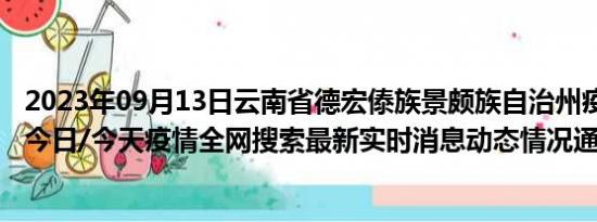 2023年09月13日云南省德宏傣族景颇族自治州疫情大数据-今日/今天疫情全网搜索最新实时消息动态情况通知播报