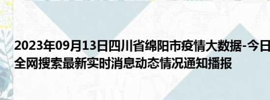 2023年09月13日四川省绵阳市疫情大数据-今日/今天疫情全网搜索最新实时消息动态情况通知播报