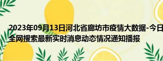 2023年09月13日河北省廊坊市疫情大数据-今日/今天疫情全网搜索最新实时消息动态情况通知播报