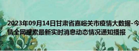 2023年09月14日甘肃省嘉峪关市疫情大数据-今日/今天疫情全网搜索最新实时消息动态情况通知播报